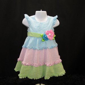 Rare Editions Blue/Pink/Green Checked Dress Sz 24m
